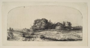 Landscape with a Hay Barn and a Flock of Sheep by Rembrandt van Rijn