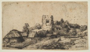 Landscape with a Square Tower, 1650 by Rembrandt van Rijn