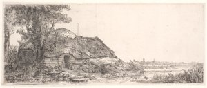 Landscape with a Cottage and a Large Tree by Rembrandt van Rijn