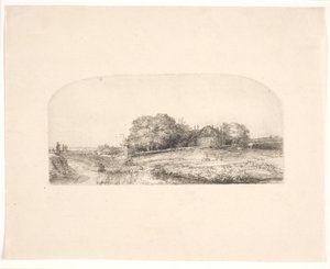 Landscape with a Hay Barn and a Flock of Sheep by Rembrandt van Rijn