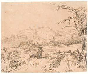 Landscape with a Sportsman and Dogs by Rembrandt van Rijn