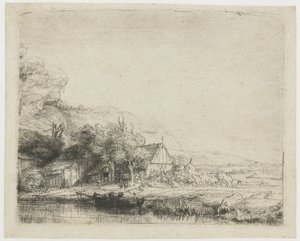 Landscape with Drinking Cow by Rembrandt van Rijn