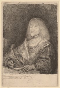 Man at a Desk Wearing a Cross and Chain by Rembrandt van Rijn