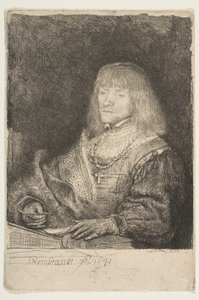Man at a Desk Wearing a Cross and Chain, 1641 by Rembrandt van Rijn
