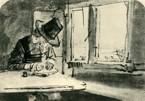Man Drawing at Window, mid 17th Century by Rembrandt van Rijn