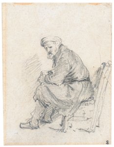 Old Man in a Turban, Seated in Profile, Turning to the Left by Rembrandt van Rijn