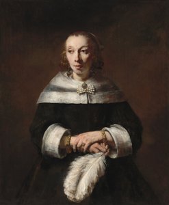 Portrait of a Lady with an Ostrich-Feather Fan by Rembrandt van Rijn