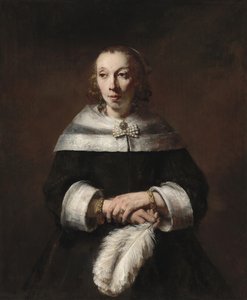 Portrait of a Woman with an Ostrich-Feather Fan by Rembrandt van Rijn
