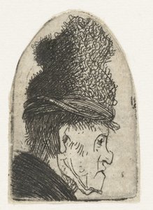 Profile of a Man in a High Hat (Grotesque Profile) by Rembrandt van Rijn