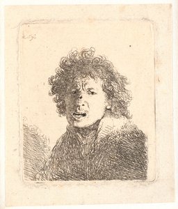 Rembrandt Bareheaded and Open-Mouthed, as if Shouting: Bust by Rembrandt van Rijn