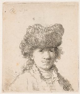 Rembrandt in a Fur Cap: The Dress Light: Bust by Rembrandt van Rijn
