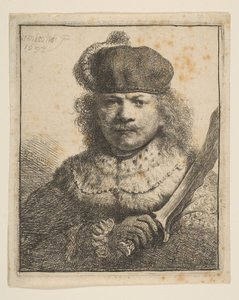 Rembrandt with Raised Sabre, 1634