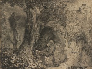 Saint Francis Beneath a Tree Praying by Rembrandt van Rijn