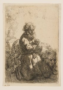 Saint Jerome Kneeling in Prayer, Looking Down by Rembrandt van Rijn
