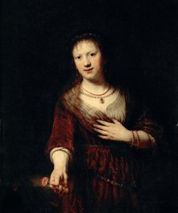 Saskia with the red flower