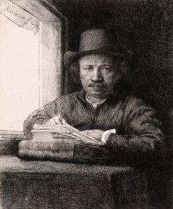 Self-Portrait Drawing at a Window by Rembrandt van Rijn