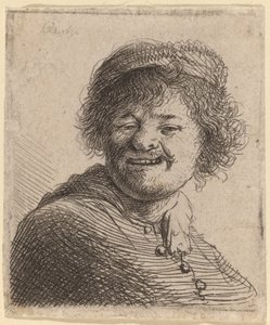 Self-Portrait in a Cap: Laughing by Rembrandt van Rijn