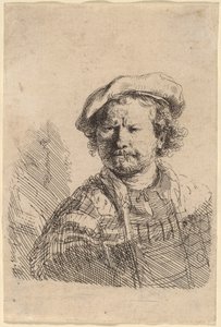 Self-Portrait in a Flat Cap and Embroidered Dress by Rembrandt van Rijn