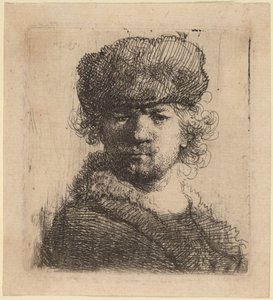 Self-Portrait in a Heavy Fur Cap by Rembrandt van Rijn