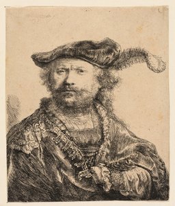 Self-Portrait in a Velvet Cap with Plume by Rembrandt van Rijn