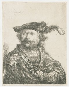 Self-portrait in a Velvet Cap with Plume by Rembrandt van Rijn