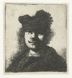 Self-portrait in a Cap and Dark Cloak: Bust by Rembrandt van Rijn