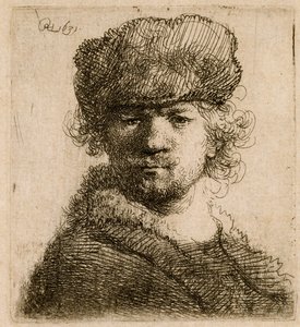 Self-portrait in a Heavy Fur Cap: Bust, 1631 by Rembrandt van Rijn
