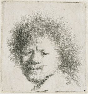 Self-portrait with Long Bushy Hair: Head Only by Rembrandt van Rijn