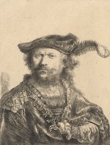 Self Portrait in a Velvet Cap with Plume, 1638 by Rembrandt van Rijn