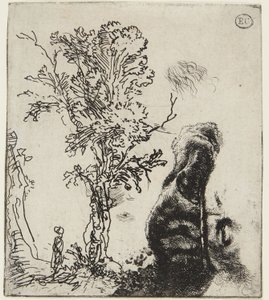 Sheet with Two Studies: A Tree and Self-Portrait by Rembrandt van Rijn