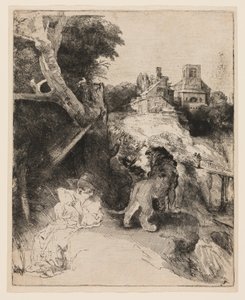 St. Jerome Reading in an Italian Landscape by Rembrandt van Rijn