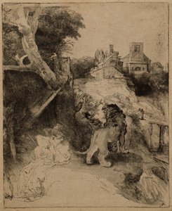 St. Jerome Reading in an Italian Landscape by Rembrandt van Rijn