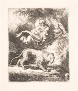 St. Jerome reading by Rembrandt van Rijn