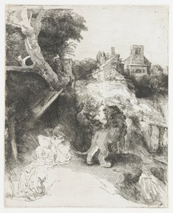 St Jerome Reading in an Italian Landscape by Rembrandt van Rijn