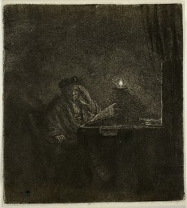 Student at a Table by Candlelight by Rembrandt van Rijn
