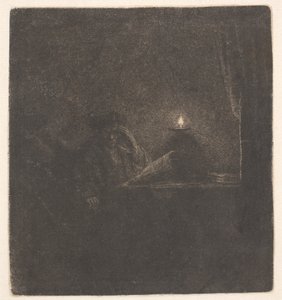 Student at a Table by Candlelight by Rembrandt van Rijn
