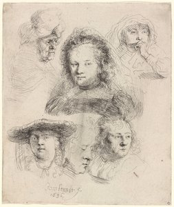 Studies of the Head of Saskia and Others by Rembrandt van Rijn