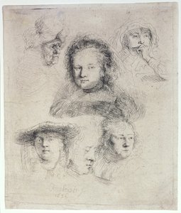 Studies of the Head of Saskia and Others by Rembrandt van Rijn