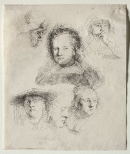 Studies of the Head of Saskia and Others, 1636