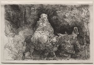The Flight into Egypt: Crossing a Brook by Rembrandt van Rijn