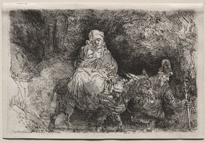 The Flight into Egypt: Crossing a Brook by Rembrandt van Rijn