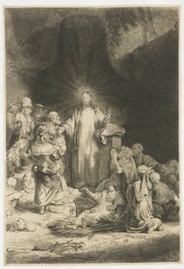 The Hundred Guilder Print: the central piece with Christ preaching by Rembrandt van Rijn