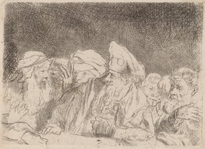 The Pharisees Debating (Fragment from the Hundred Guilder Print) by Rembrandt van Rijn