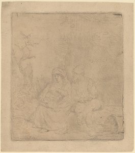 The Rest on the Flight: Lightly Etched by Rembrandt van Rijn