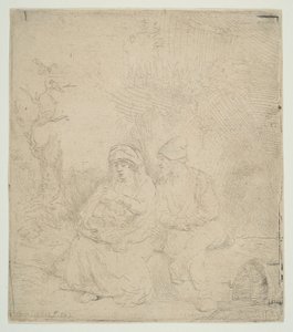 The Rest on the Flight into Egypt (lightly etched) by Rembrandt van Rijn