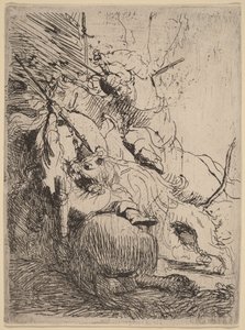 The Small Lion Hunt (with One Lion) by Rembrandt van Rijn