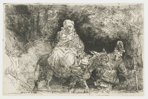 The Flight into Egypt Crossing a Brook by Rembrandt van Rijn