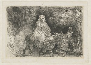 The Flight into Egypt Crossing a Brook by Rembrandt van Rijn