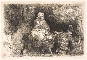 The Flight into Egypt: The Holy Family Crossing a Brook by Rembrandt van Rijn