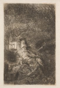 The Rest on the Flight: A Night Piece by Rembrandt van Rijn